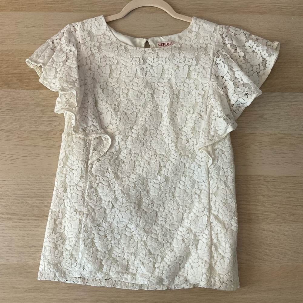 White Lace Ruffle Blouse - Picture 5 of 5